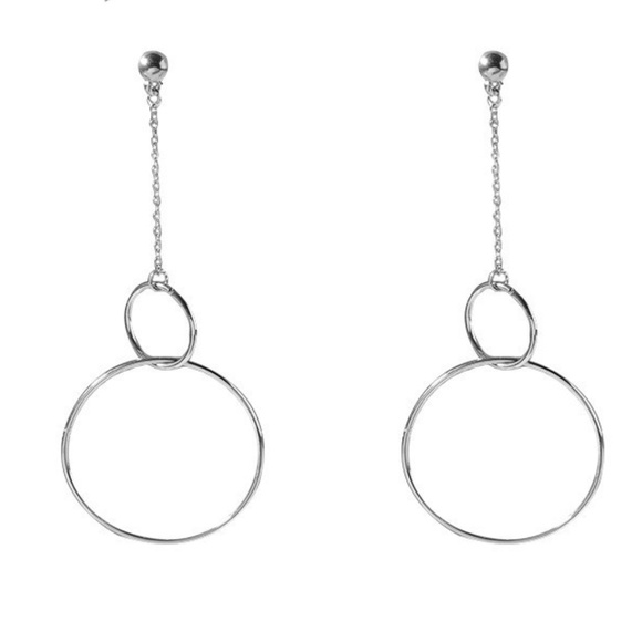 NEW Minimalist Double Circle Earrings, Gold/Silver - Picture 3 of 4